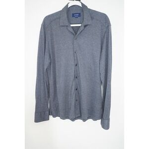 Eton Shirt Mens Large Blue Jersey Knit Contemporary Fit Long Sleeve Button Up